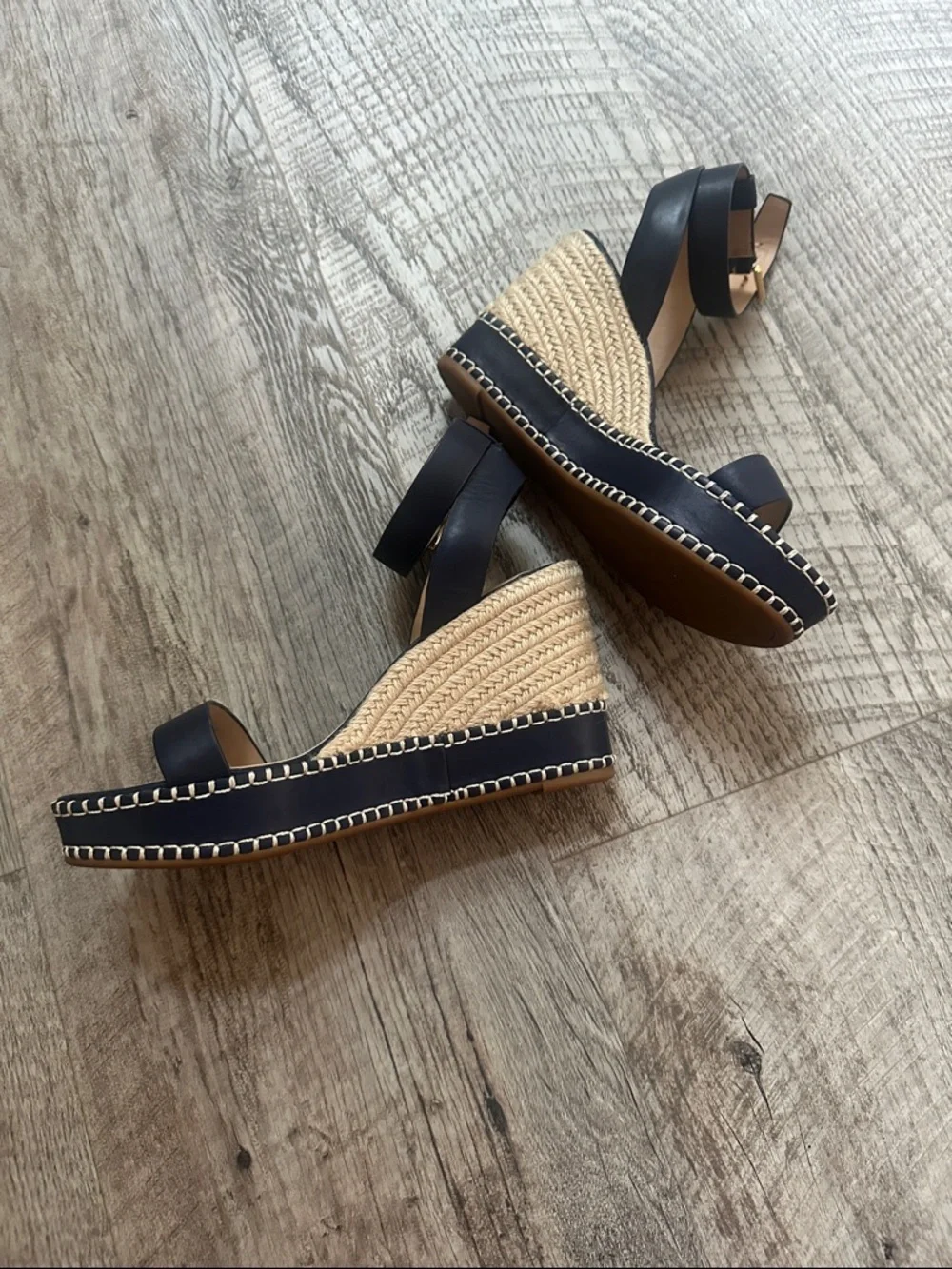 Lauren Ralph Lauren Navy Espadrille Wedge Sandals